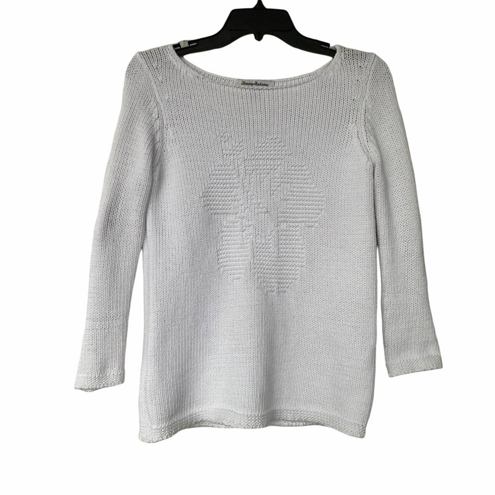 ⭐Size XXS Sweater Women Tommy Bahama Knit Long Sleeve Pullover Cotton White⭐